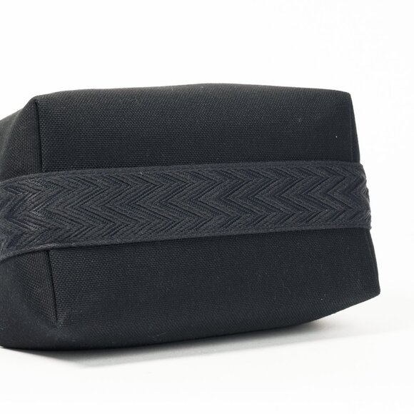 Hermes Bride-a-Brac Small Model Noir Canvas & Bleu Nuit Chevron Strap Case - Picture 5 of 14